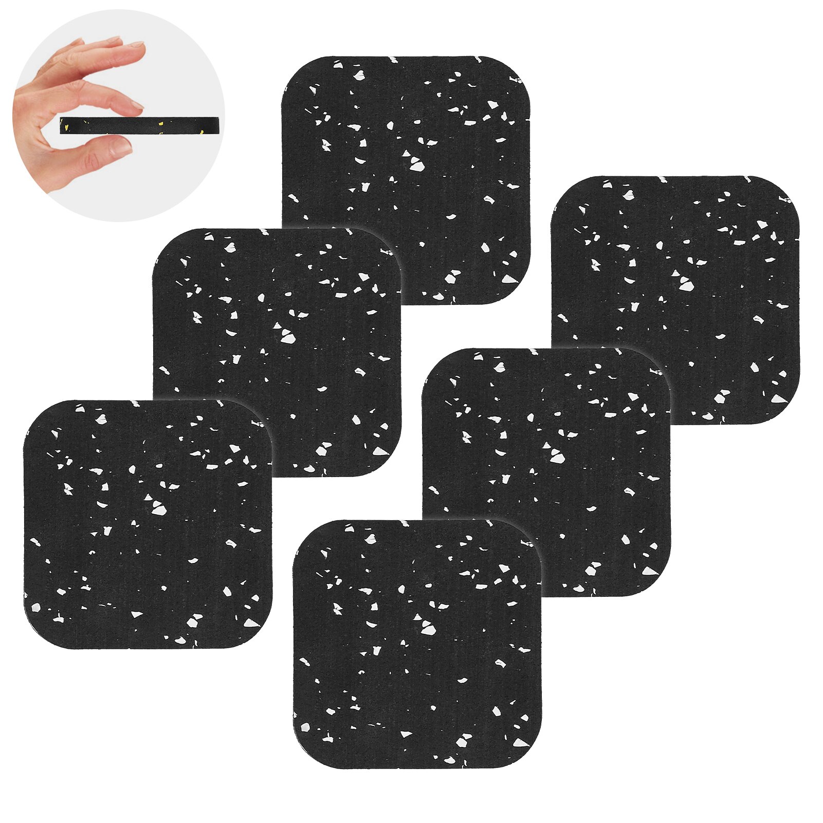 6pcs Running Machine Mats Anti-slip Shock Absorbing Rubber Pads for Gym Home Office Fitness Running Machine Mats: White