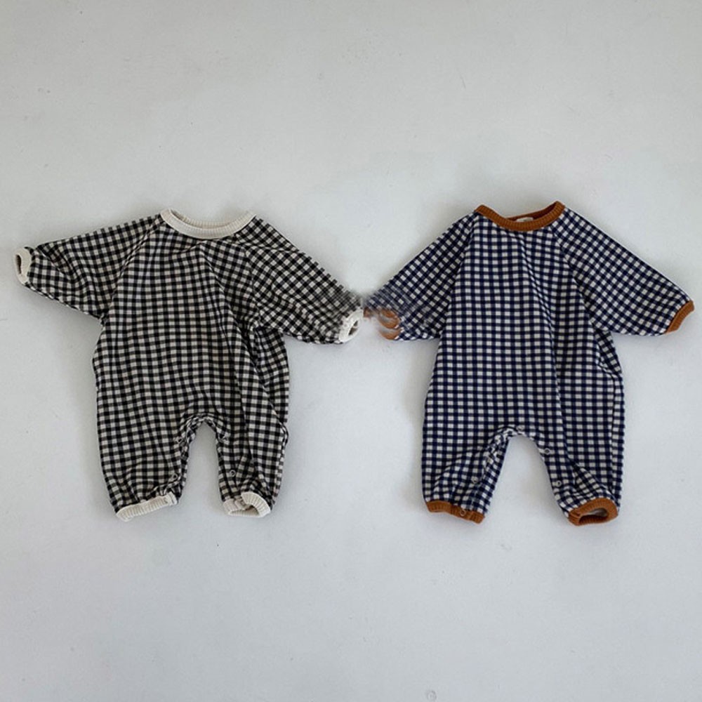 2022 neue Baby Mädchen Plaid Strampler Nette Neugeborene Langarm Gesamt Kleinkind Baumwolle Kleidung freundlicher Jungen lässig Einem Stück