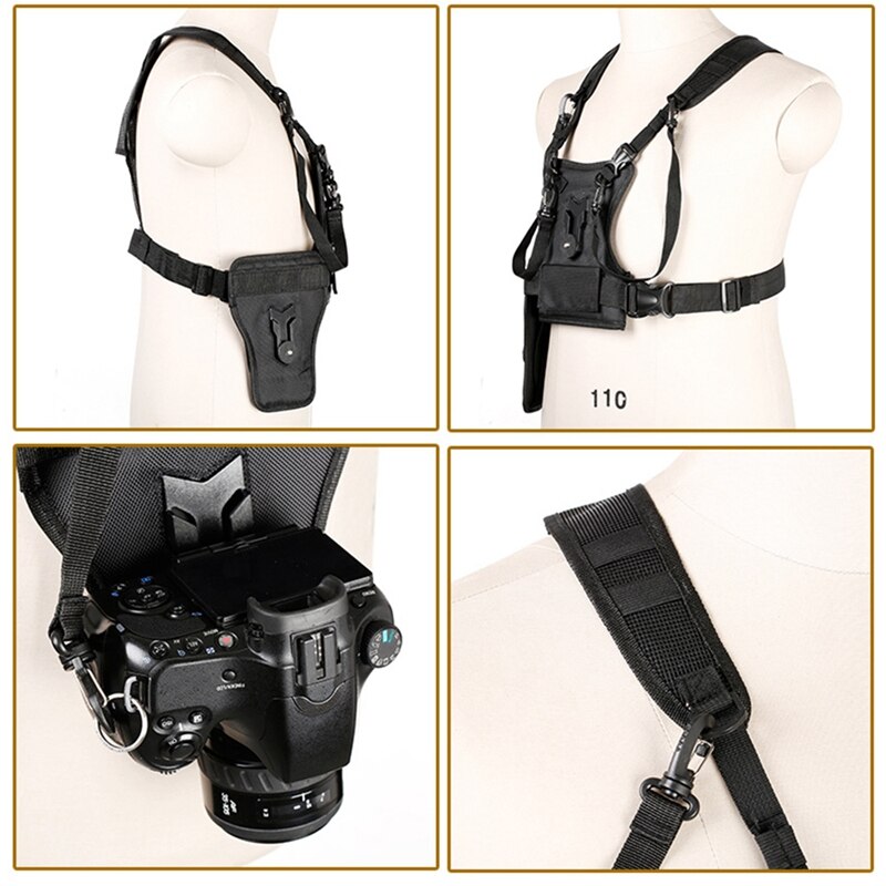 Multi soporte para cámara fotógrafo Chaleco con correa de doble caja lateral para cámara Canon Nikon Sony DSLR