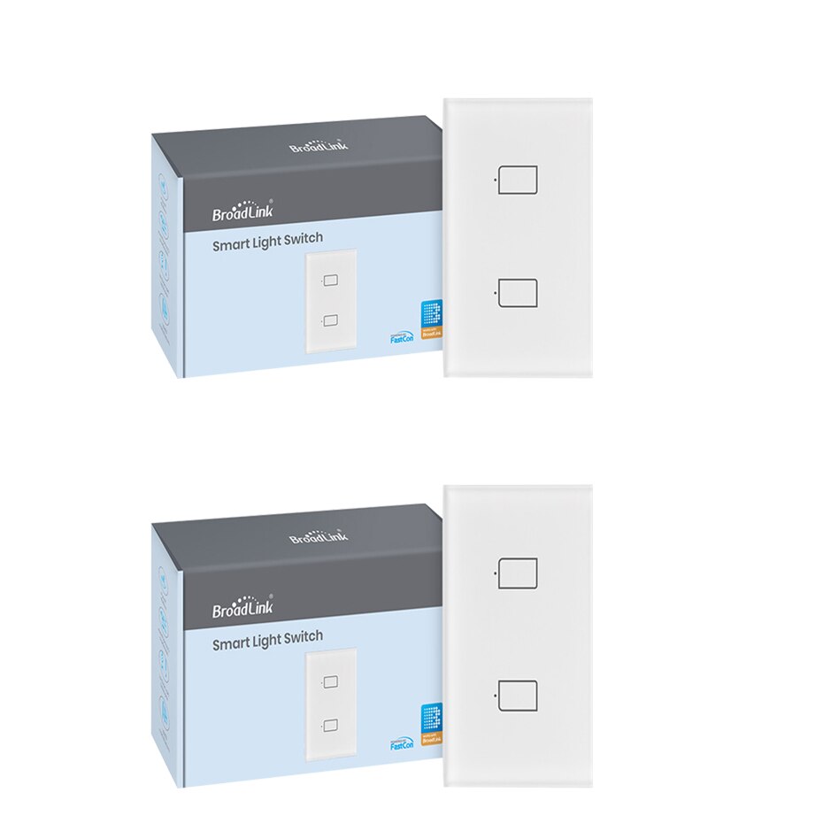 BroadLink TC3 WiFi Touch Switch US 1 2 3 Gang Wall Light Switch Smart Remote Control No Neutral Required Alexa Google Home Voice: US 2 Gang 2Pcs