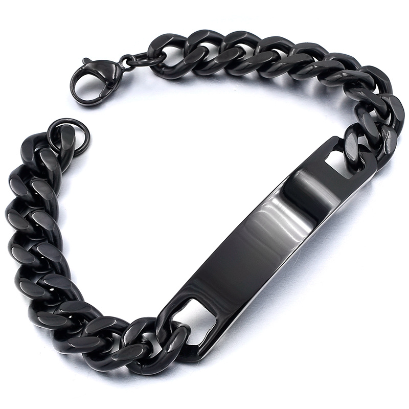 GOKADIMA Hand Chain Stainless Steel Bracelet for men, ID Bracelet Jewelry: black color