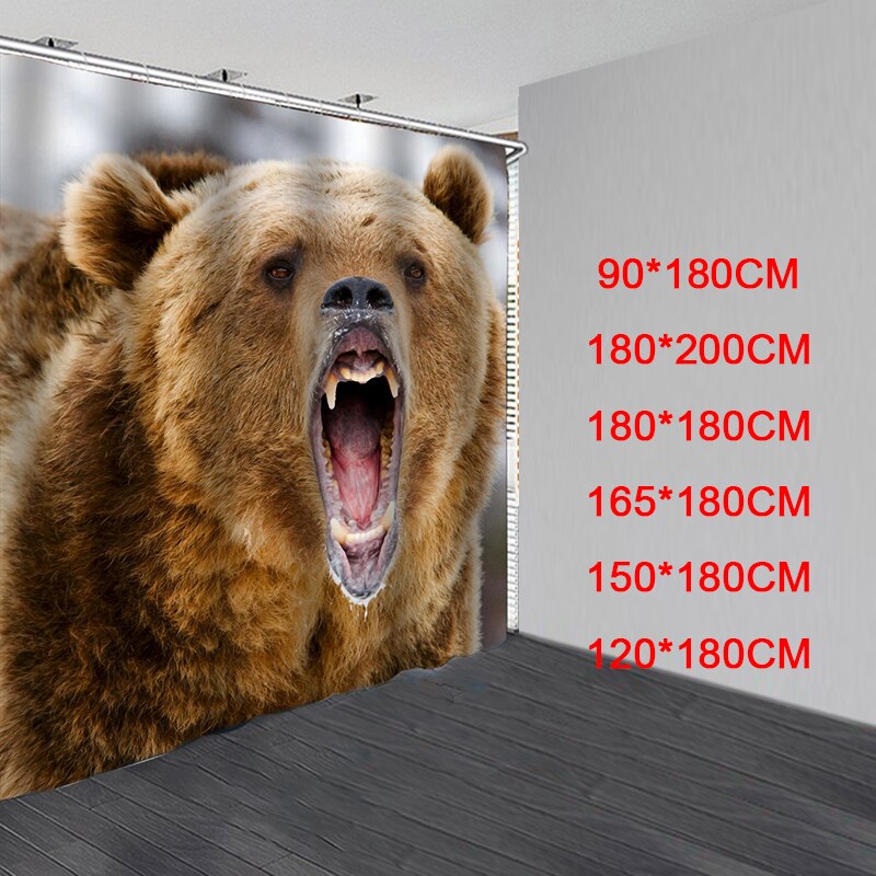 Angry Bear Waterdichte Badkamer Douchegordijn Meerdere Maat Badkamer Decor Met Haken