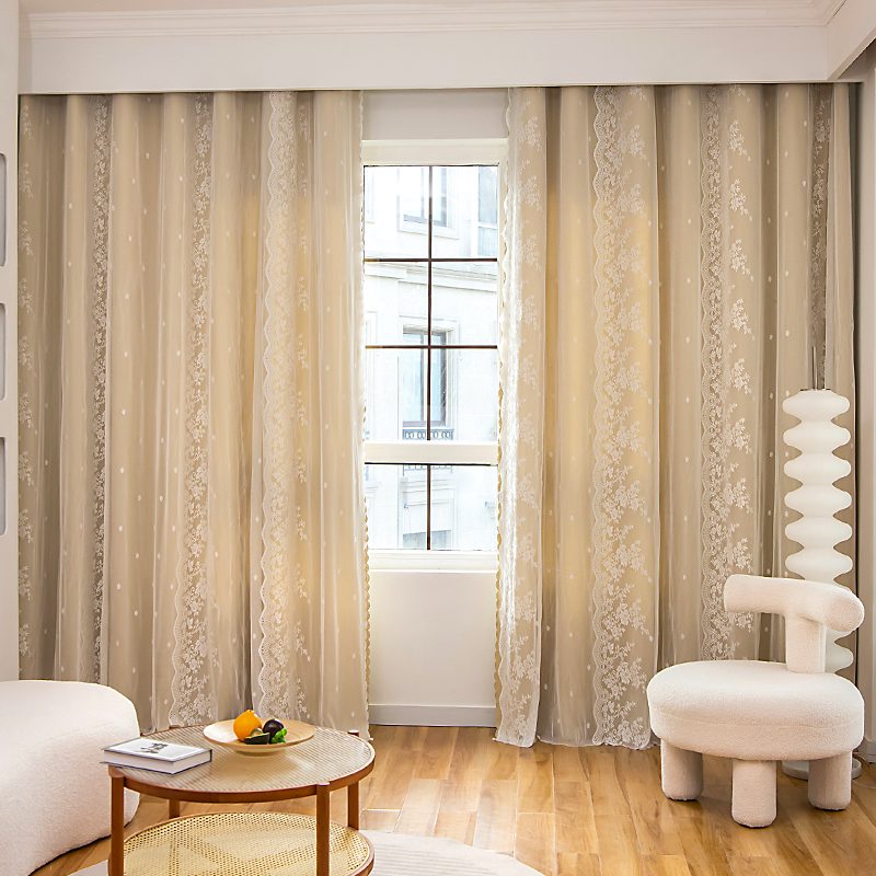 1 szt. Podwójne zaciemniające zasłony robić sypialni z haczykami, izolowane zasłony okienne, płyta okienny, ażurowe zasłony haftowane