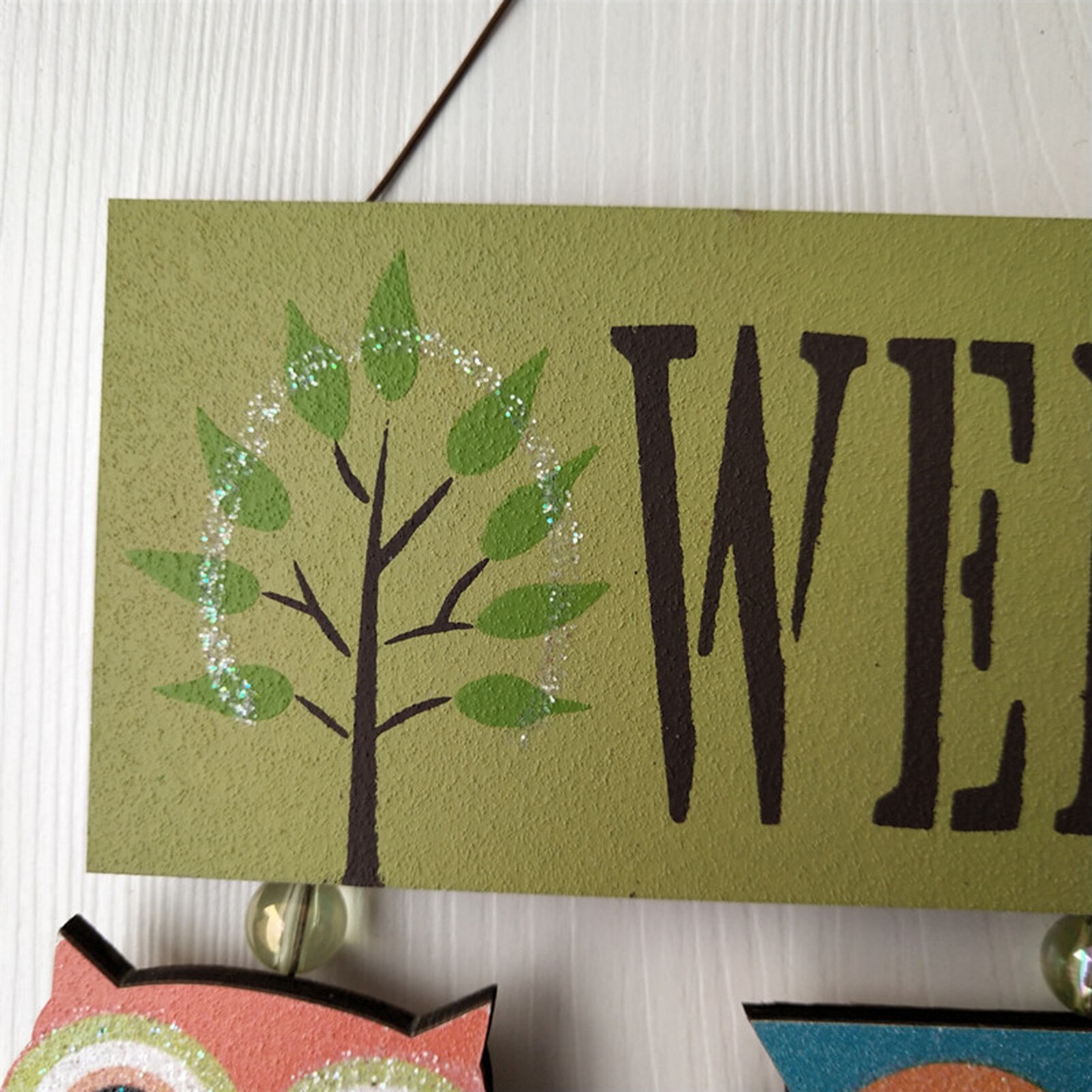 Houten Uil Welkom Decor Voordeur Welkom Teken Unieke En Opvallende Deur Opknoping Decoratie Voor Thuis