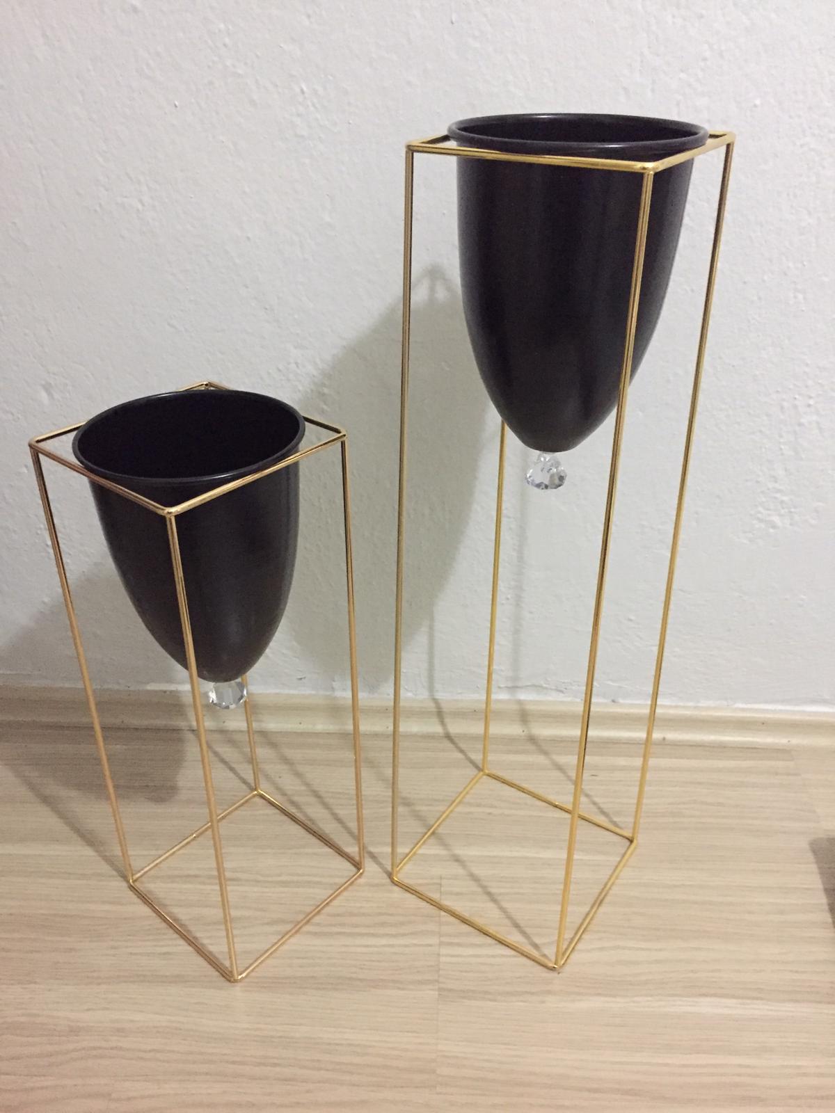 Maceta de Pedestal de Metal para decoración del hogar, 2 piezas