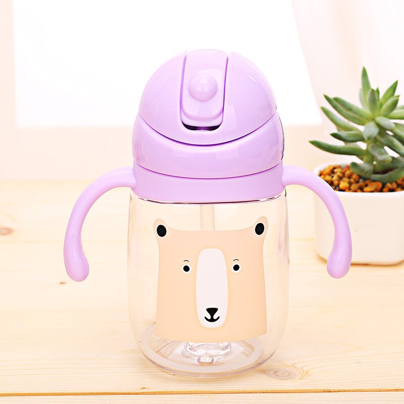 Baby Water zuigfles Draagbare geen spill Cup Mijn plastic fles kinderen kleine ketel met stro Food Grade Slide cover copo