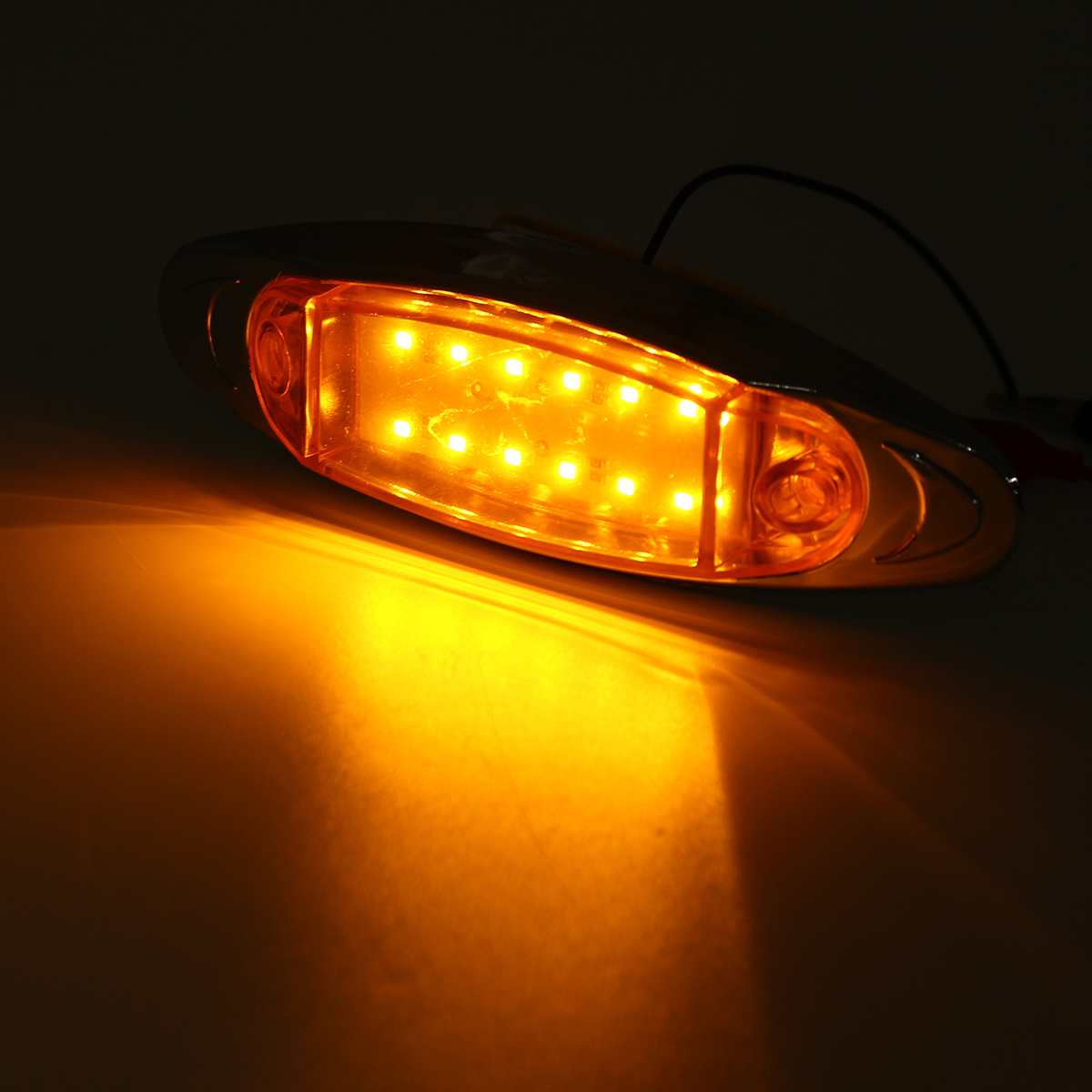 10pcs LED Car Truck Side Marker Light Signal Lamp Clearance Fish Shape for Bus Lorry Van Trailer Amber