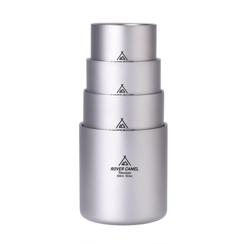 Double Wall Titanium Water Cup 220/350/450/600ml Coffee Tea Mug for Home Outdoor Camping Hiking Backpacking Picnic Drinkware