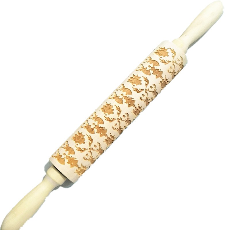 Rouleau à pâtisserie à motif de noël, avec motif de roche, flocon de neige, élan, gaufrage, cuisson, Biscuit, Fondant: Reindeer head
