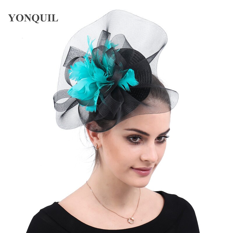 charmant mariage coiffure pour future mariée fantaisie plume fascinator femmes fête chapeau dîner banquet coiffure avec fantaisie plume florale: as picture