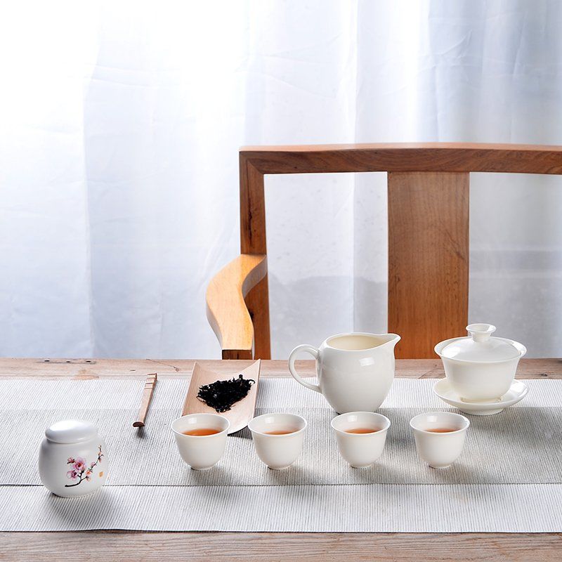 Porcelain Tea Storage Container Dried Fruit Storage Tank Chinese Ceramic Tea Box Lid Kitchen Teaware Mini Printed Food Container