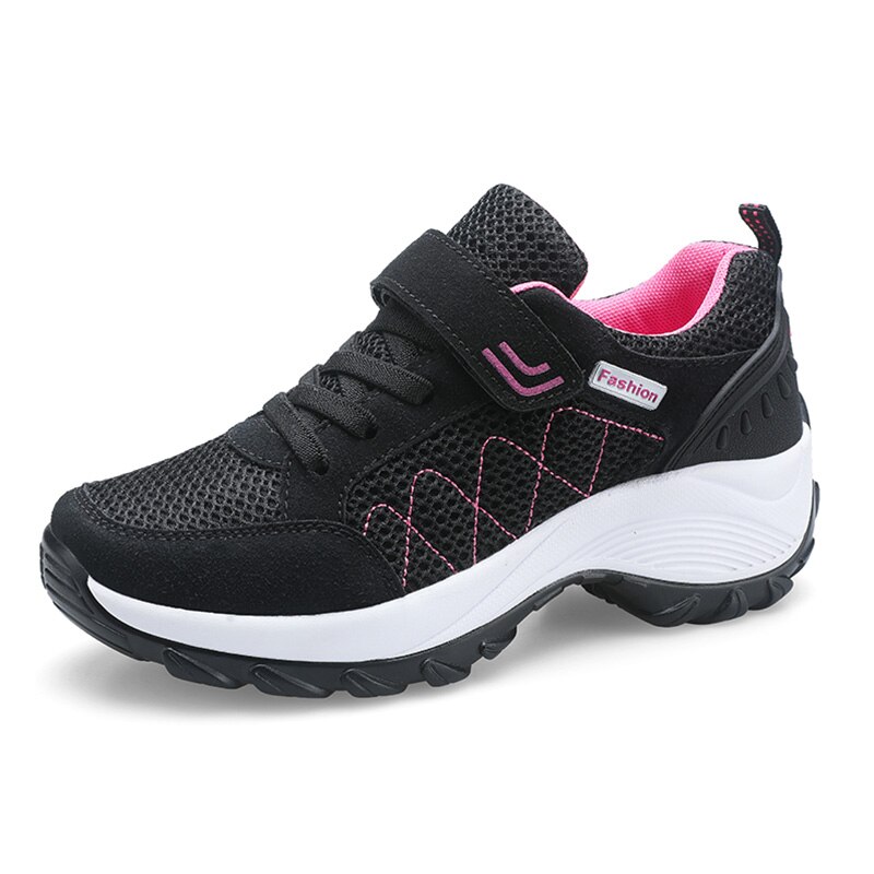 MARSON Women's Casual Flats Shoes Mesh Breathable Sock Sneakers Sport Women Increasing Female Sports Footwear Outdoor Plus Size: black / 11