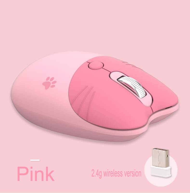 Dual-mode Mouse 2.4g Wireless Mouse Bluetooth Mouse Cute Cartoon Mice Ergonomic 3D Office Mouse for Kid Girl PC Tablet: 2.4G-Pink