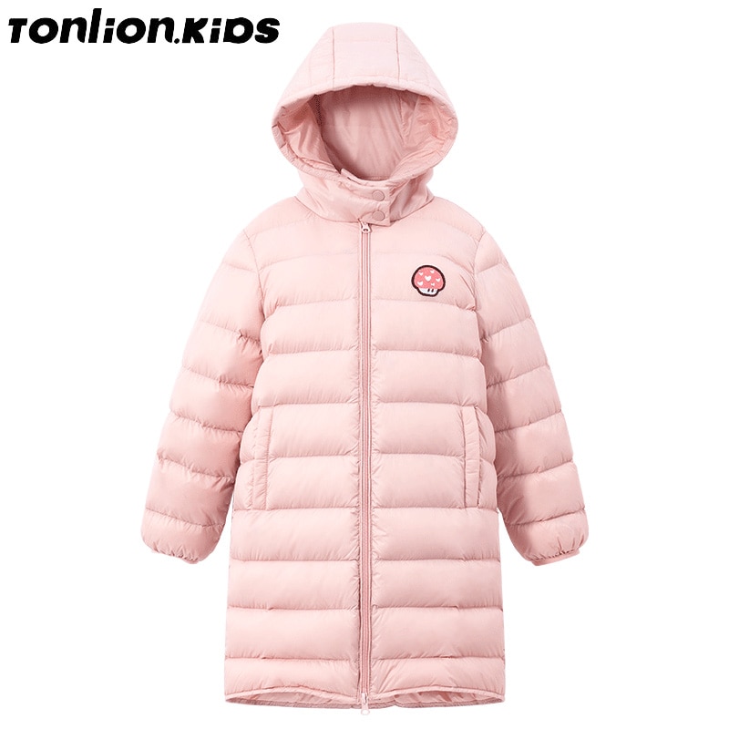 TON LION KIDS Winter Korean Casual Warm Girls Long Down Jacket 5-12 Years Old Baby Girl Winter Coat Winter for Girls