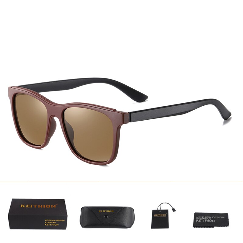 KEITHION Sunglasses Unisex Square Vintage Sun Glasses Famous Brand Sunglases polarized Sunglasses Mirror Feminino For Women Men: Brown lens