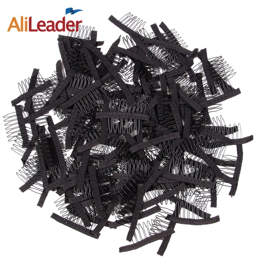 Wig Comb 100pcs Durable Wig Combs For Wig Making 7 Teeth Combs Hair Clips Mesh Dome Lace Cap Hair Extensions Stainless Clips: Default Title