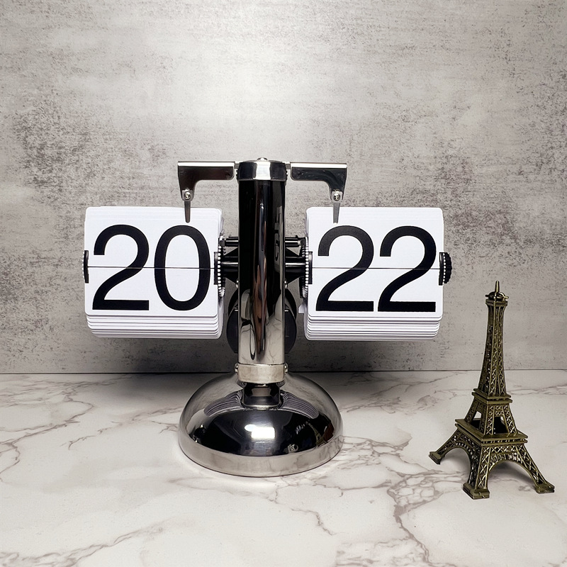 Reloj Digital con tapa Vintage, reloj de mesa con página abatible automática mecánica, reloj Digital con tapa para oficina, decoración del hogar,: Morado