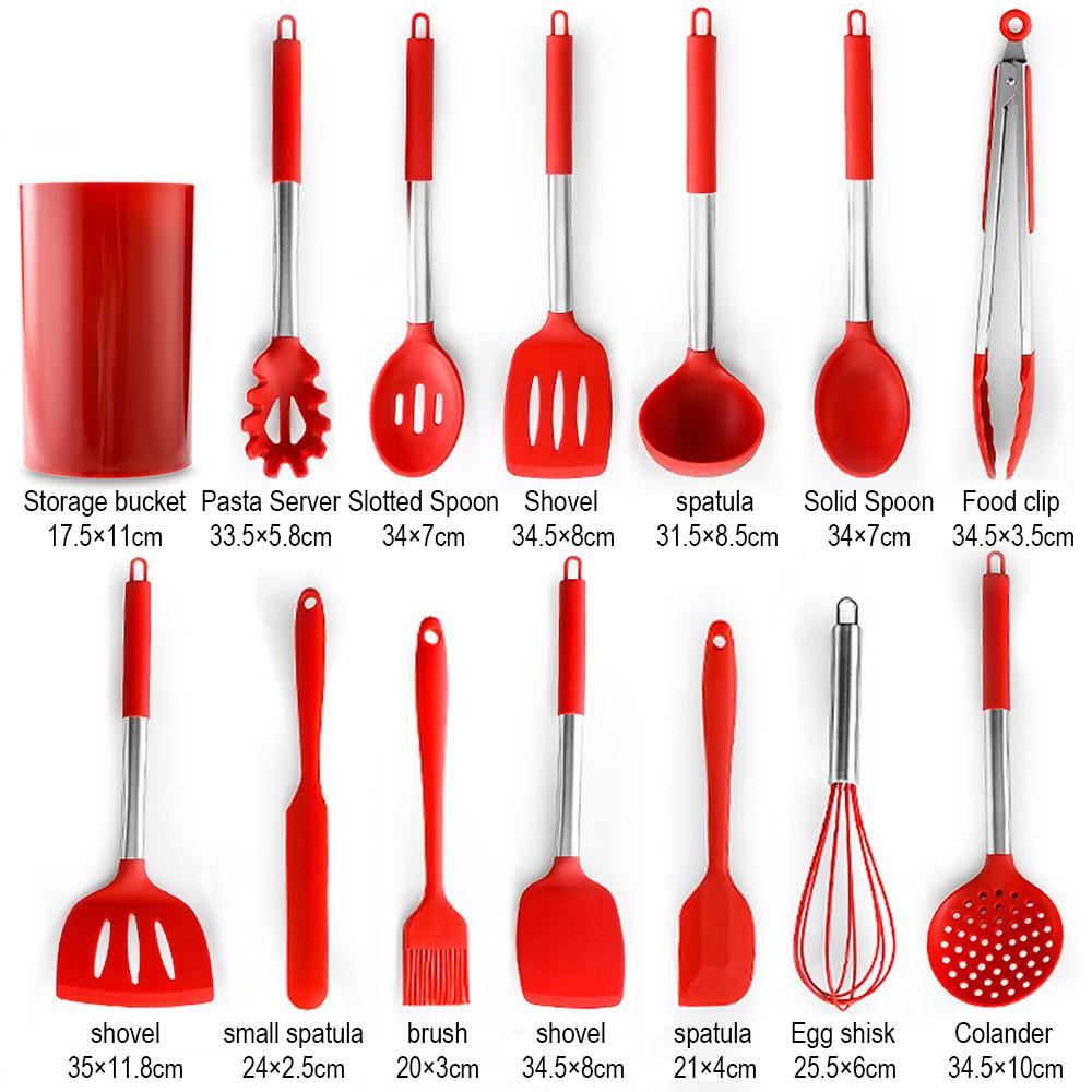 Utensilios de cocina de silicona de alimentaria, práctico y duradero pala de fugas, cuchara batidora para huevos, juego de utensilios de cocina multifunción