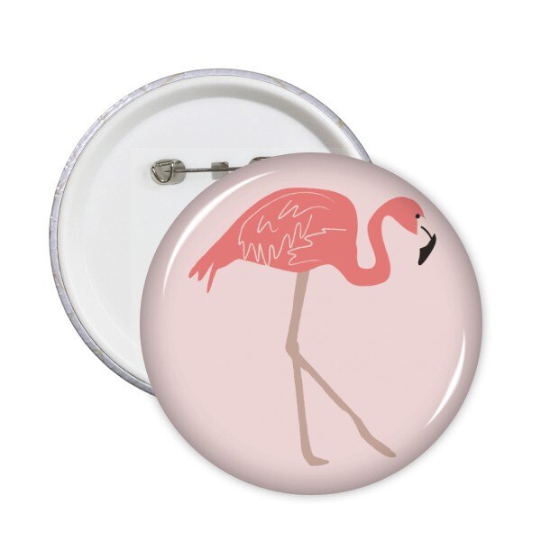 Patroon met wandelende flamingo's, roze ronde spelden, badge, knopen, kledingdecoratie, 5 stuks
