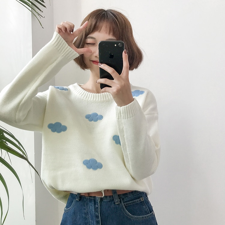 Gagarich , suéteres de invierno para mujeres, ropa coreana, suéteres de nubes dulces, suéter de talla grande para mujeres, Tops Kawaii