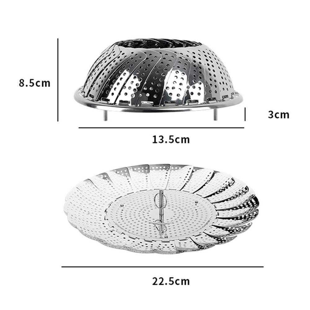 Foldable Stainless Steel Steamer Vegetable Kitchen Steamer Utensils Mesh Fruit Cookware Cooking Rack Kitchen Basket Tools: S