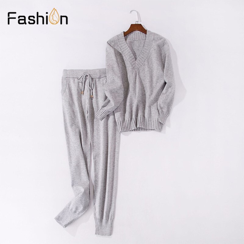 Vrouwen Trui Pak en sets Gebreide Truien Broek 2 STUKS Trainingspakken Vrouw Casual Gebreide Broek + Jumper Tops Kleding set