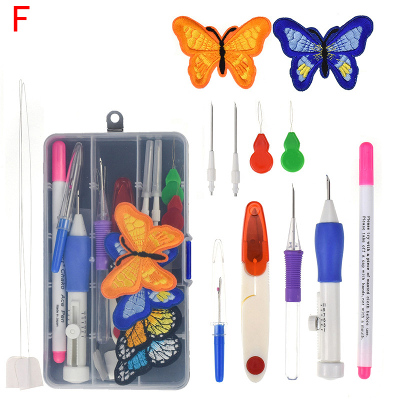 Magic Embroidery Pen Punch Needle Kit Craft Embroidery Threads Cross Stitch Embroidery Hoop DIY Knitting Sewing Accessory Tools: F