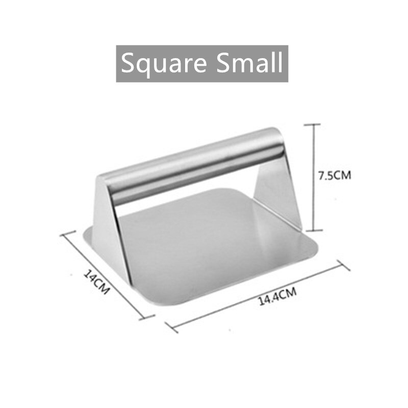 Handheld Stainless Steel Burger Press Non-Stick Grill Manual Pattie Hamburger Meat Press Round Square Steak Press Meat Pie Maker: Square Small Size