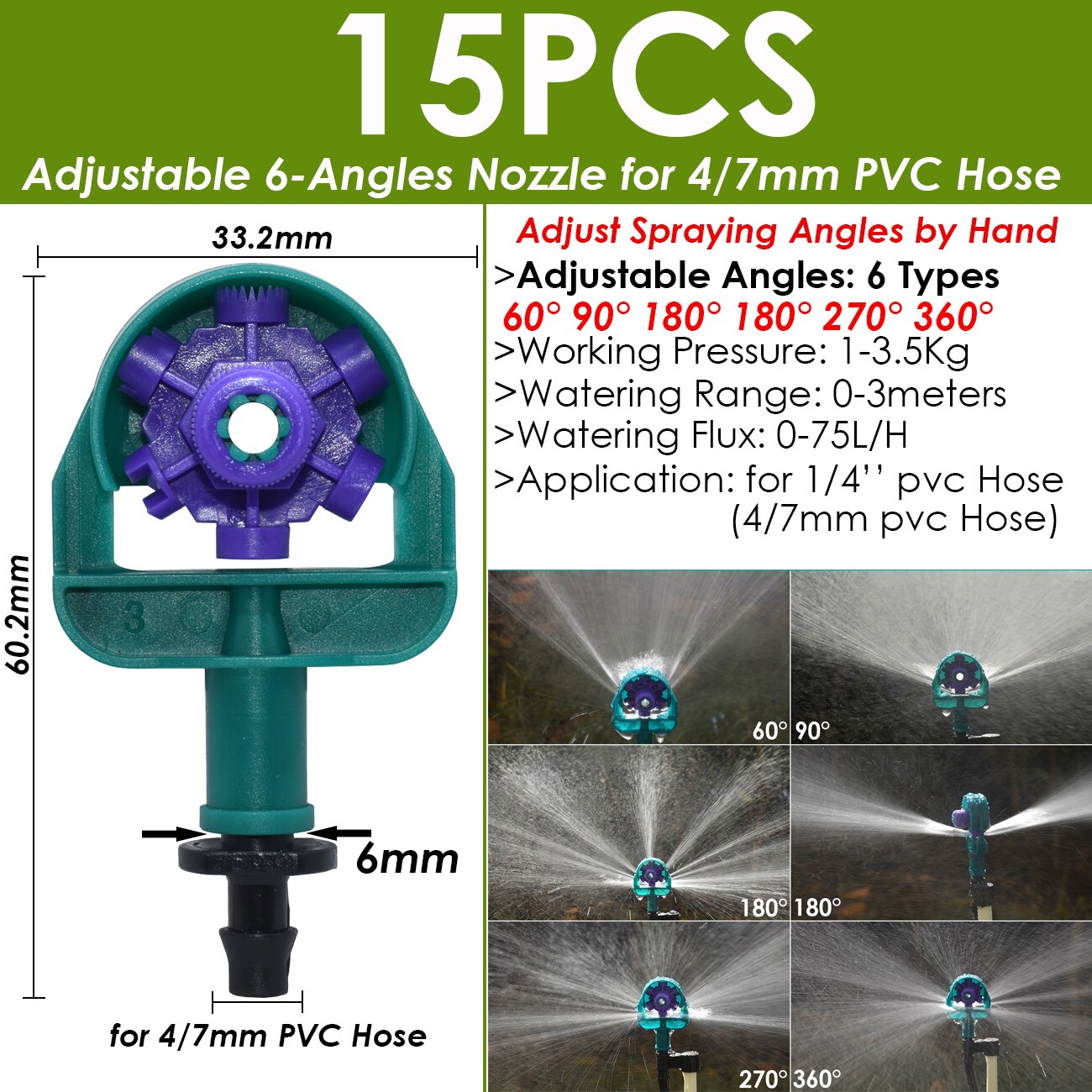 Ogród 4/7mm nawadniania kropelkowego Dripper obrotowy dysza rozpylać podlewanie zraszacz emitery dla 1/4w króciec robić węża złącza szklarnia: KSL01-KIT291-D-15szt