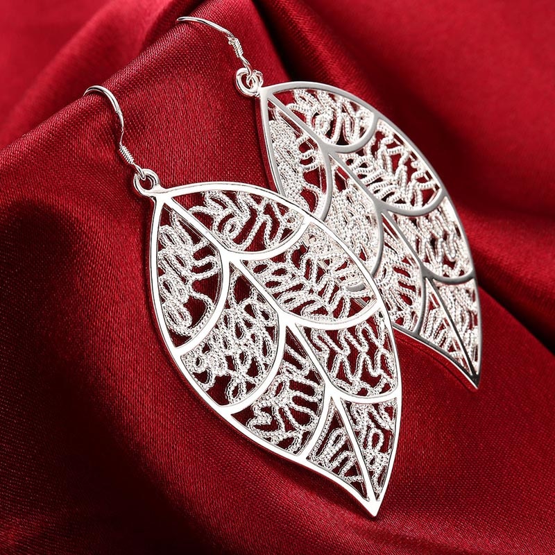 Silver 925 Jewelry Set Leaves Pendant Necklaces Earrings Set For Women Bridal Jewelry