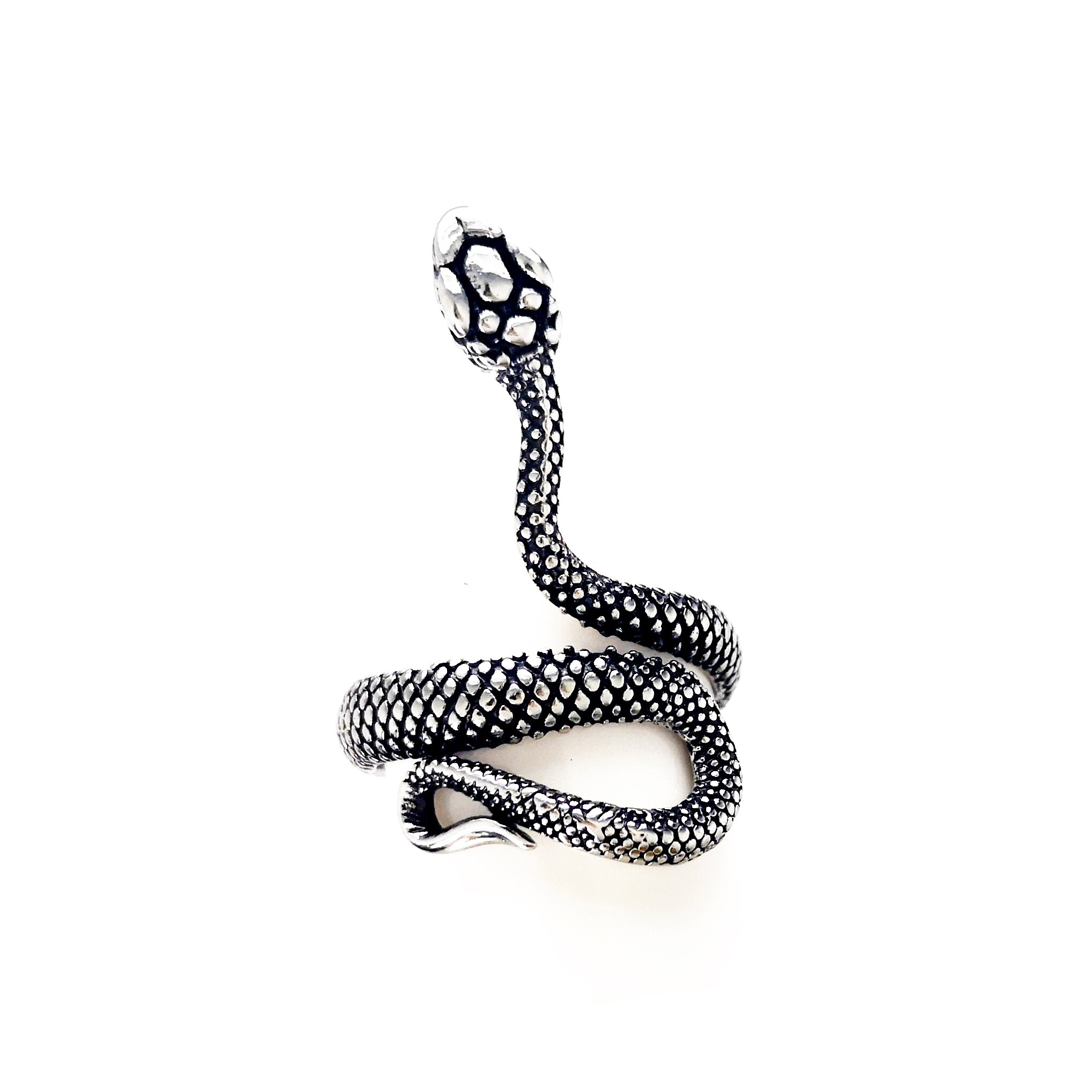 Anillo ajustable para hombres, niñas y mujeres, serpiente negra de oro ajustable, Animal feroz, Retro, Punk, esguinces muy grandes, Faraón egipcio: RK14
