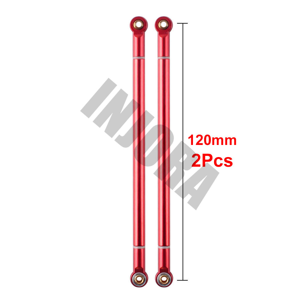 2PCS RC Car 70 80 90 100 110 120 130MM Red/Black Aluminum Alloy Link Rod for 1/10 RC Crawler Axial SCX10 D90 Upgrade Parts: 120MM Red