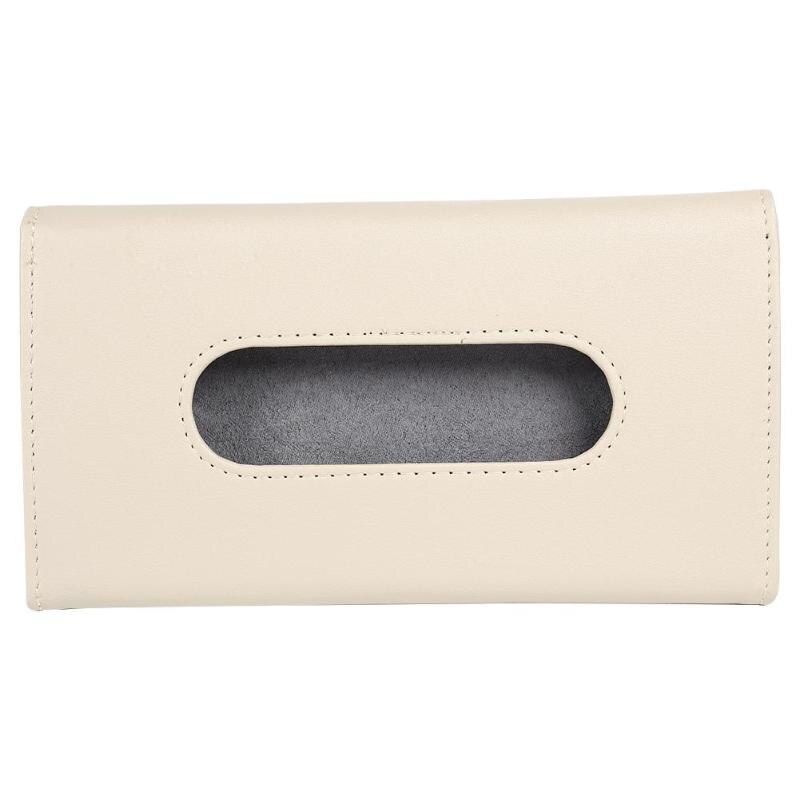 Universele auto zonneklep hangende tissuebox van leer, opberghoes voor papieren servetten: Beige