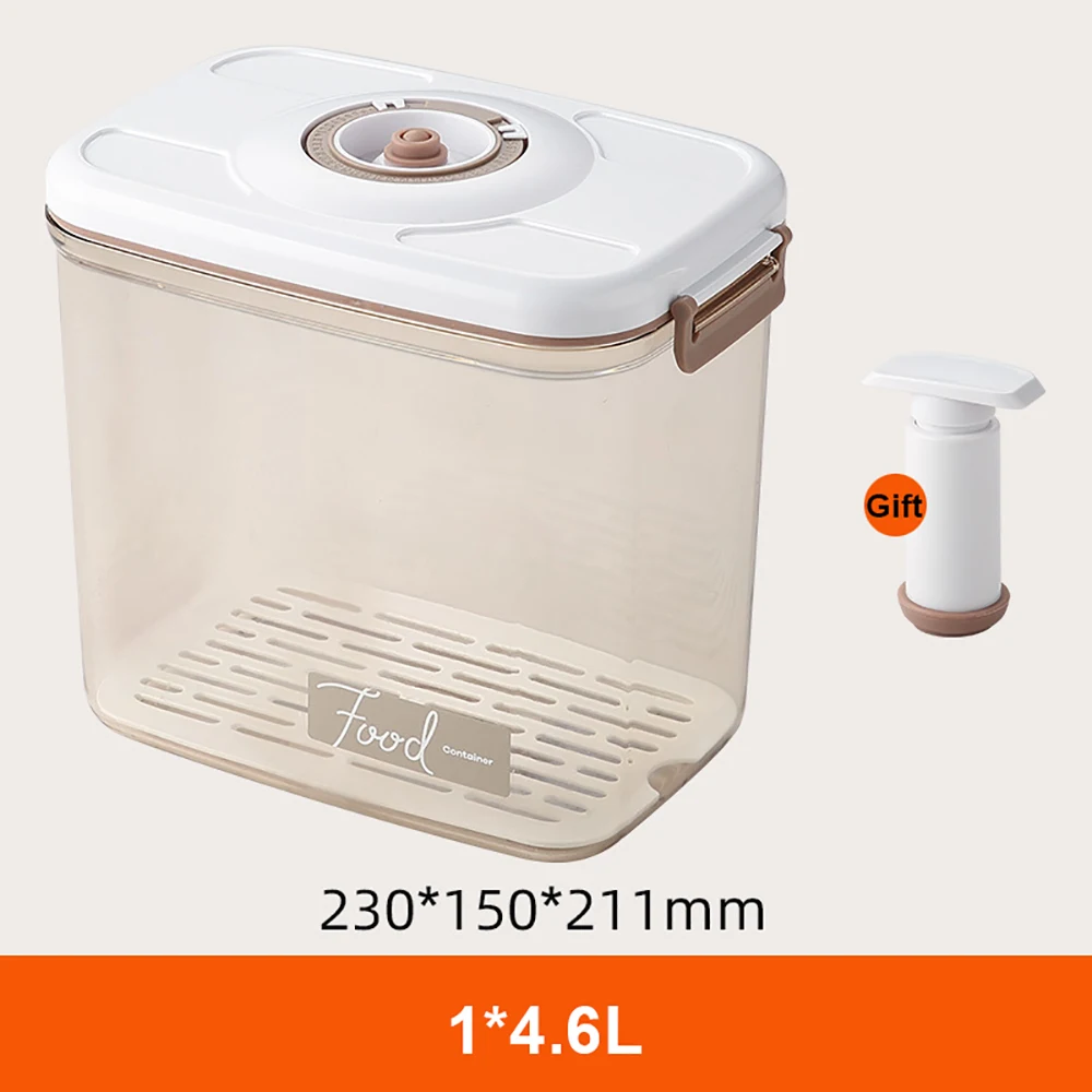 Voedsel Opslag Container Vacuüm Doos Grote Capaciteit Voedsel Dispenser Voor Keuken Transparant Verzegeld Voedsel Organizer Houden Lunch Verse: Donker Kaki