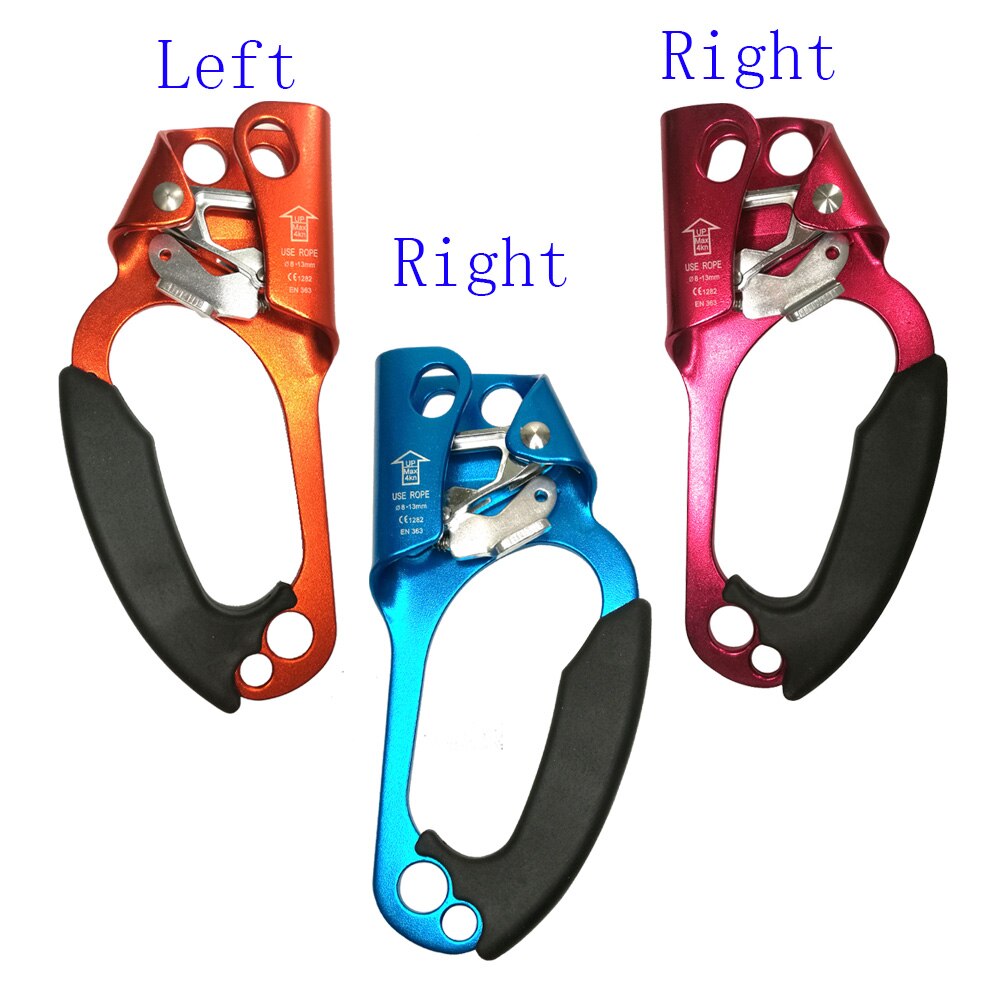 Left Right Rock Climbing Hand Ascender Riser For 8-13mm Rope Hand Grasp Ascender Rescue Caving Mountaineering Tree Climber Equip