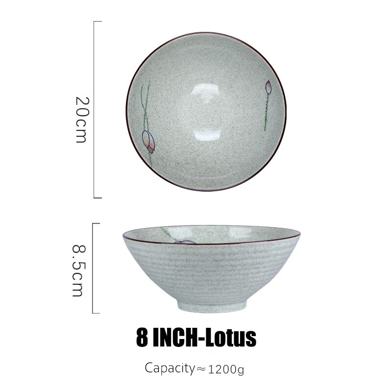 2 Stuks 8 Inch Chinese Stijl Kom Onderglazuur Keramiek Soepkom Hittebestendige Kom Voor Salade Noedels Soep Voor thuis: Lotus