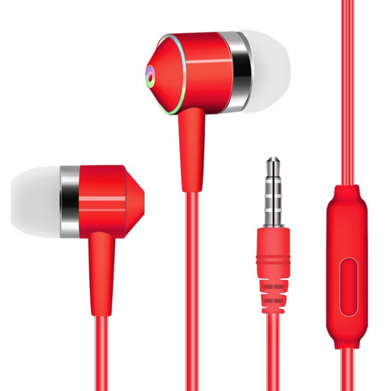 Wired Hoofdtelefoon In-Ear Mobiele Telefoon Lijn Controle Stereo Subwoofer Met Tarwe Koptelefoon Universele Oortelefoon Accessoires: red