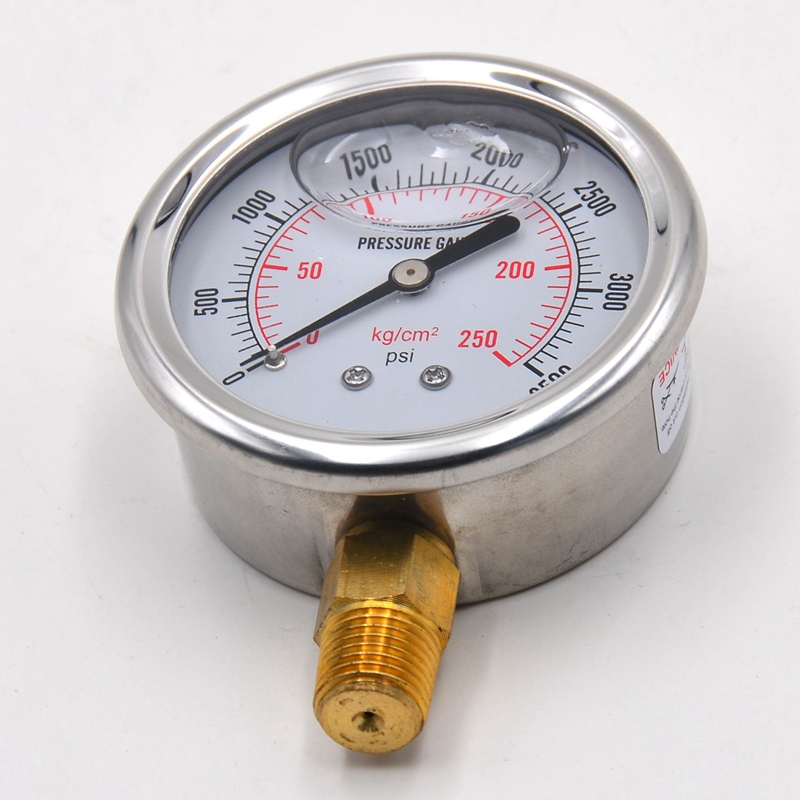 1/4 NPT Automotive Oil Pressure Gauge Instrument Hydraulic Meter Gauge 0-3500 PSI