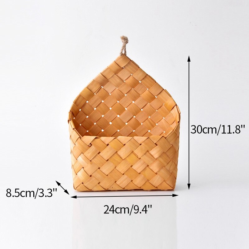 Wood Storage Basket Woven Hanging Baskets Kitchen Garden Wall Hanging Flower Baskets Fruit Vegetable Sundries Organizer Decor: Style3
