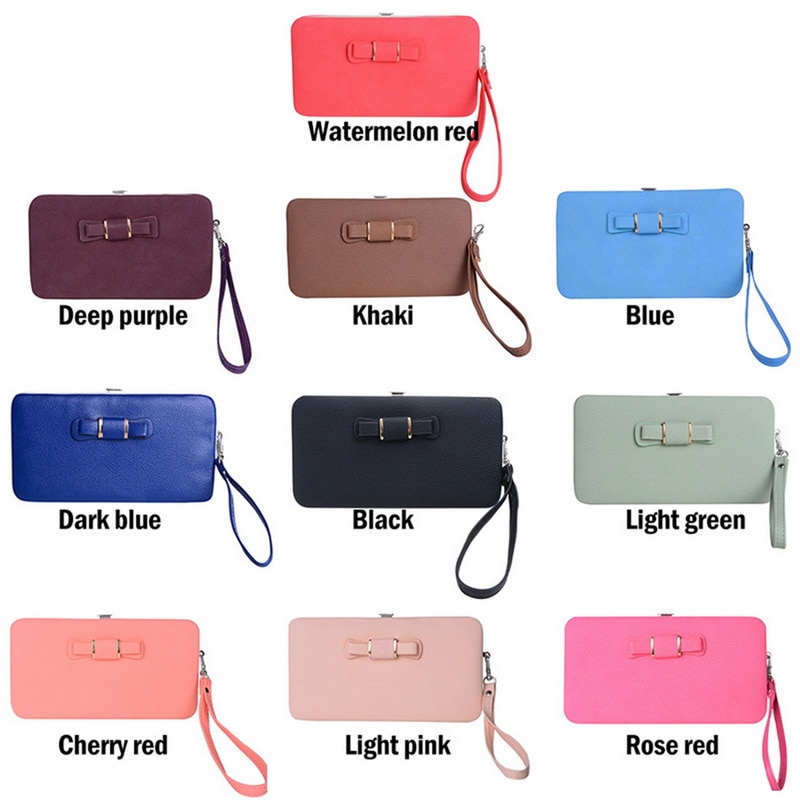 Dames portemonnee dames dames portemonnee drukknoop portemonnee telefoon tasje strik multi-card bit kaarthouder portemonnee dames luxe billetera mujer