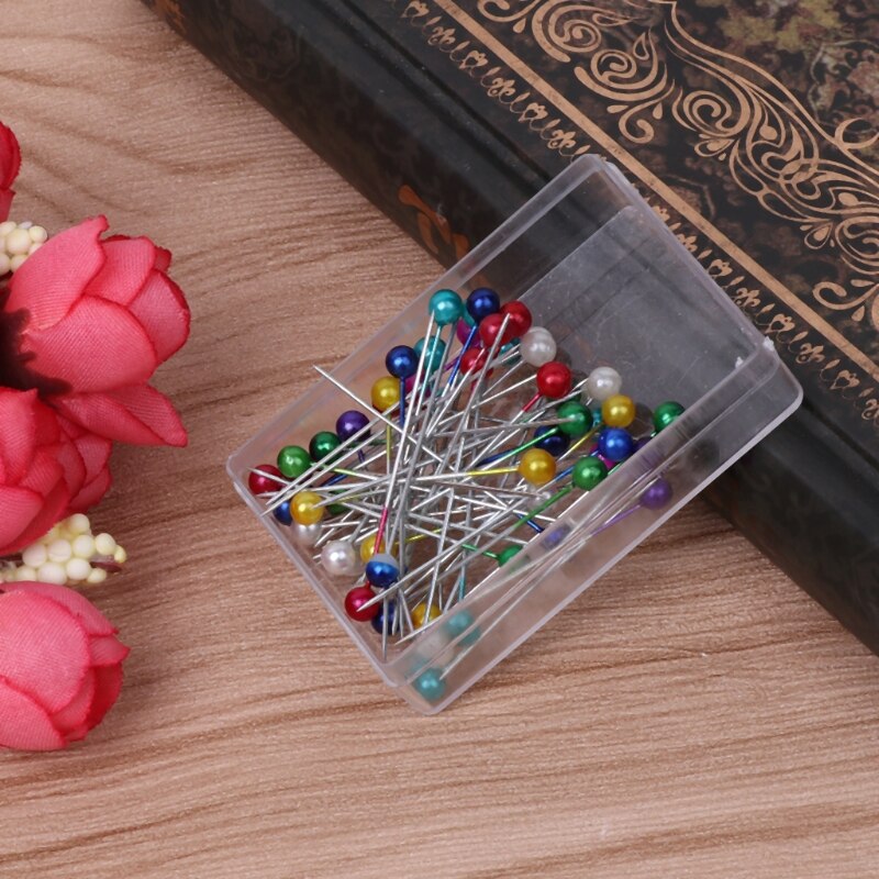 50 Stks/partij Multicolor Ronde Hoofd Locatie Pins Bruiloft Kleding Naaien Push-Pin D2TD