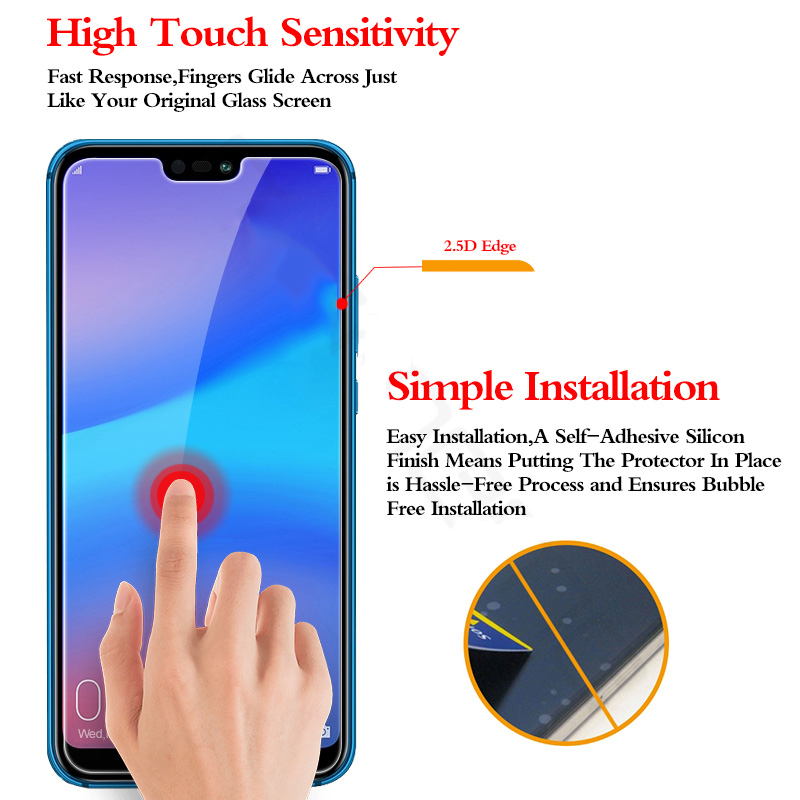 2 uds. De vidrio templado para huawei p20 lite, cristal templado para huawei p20 pro p10 plus p9 mini p8 protector de pantalla de luz, película de seguridad