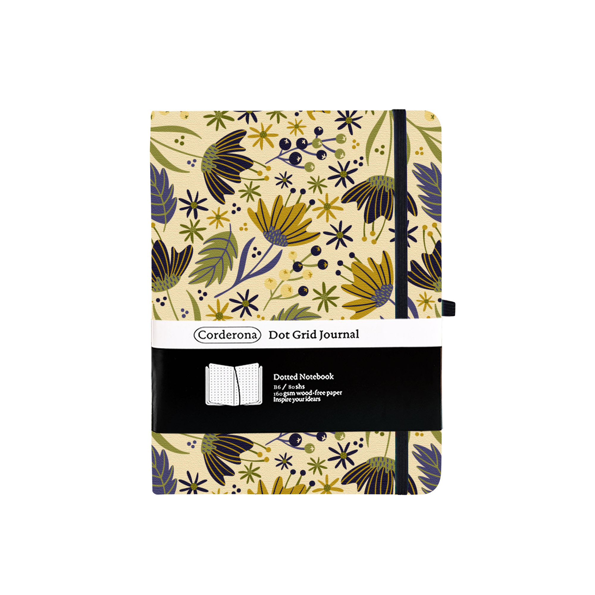 B6 160gsm Bullet Dotted Journal Vintage Flowers Hard Cover Thick Paper Travel Notebook: Default Title