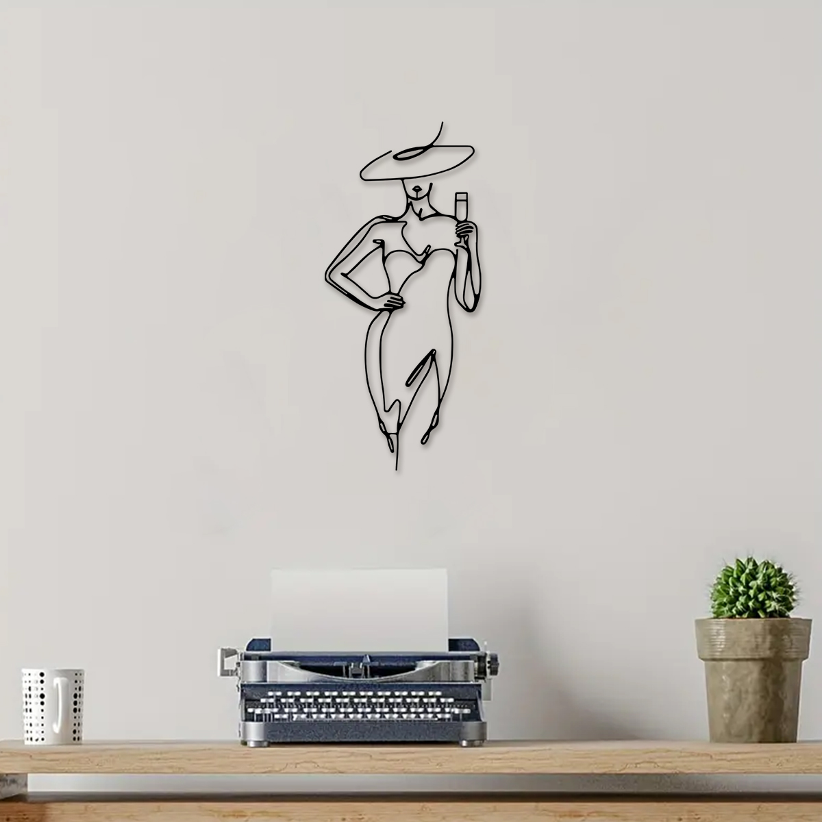 1Pc Elegante Dame Metalen Muur Kunst Decor Muur Opknoping Decor Woondecoratie Accessoires Voor Slaapkamer Badkamer Woonkamer