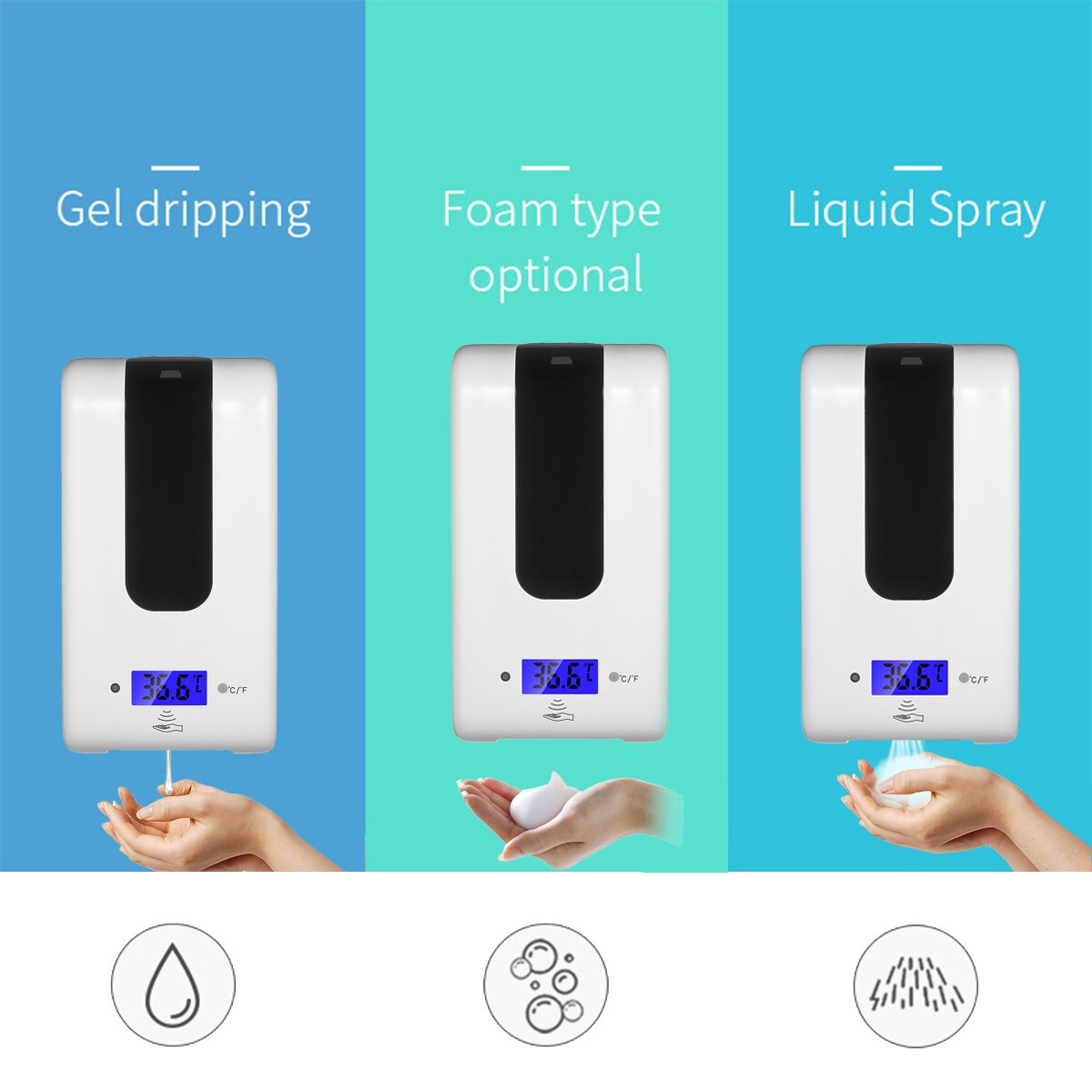 1200ML Automatic Alcohol Dispenser with Thermometer ℃/℉ Switchable Infrared Induction Non-Contact Sprayer Alcohol Dispenser