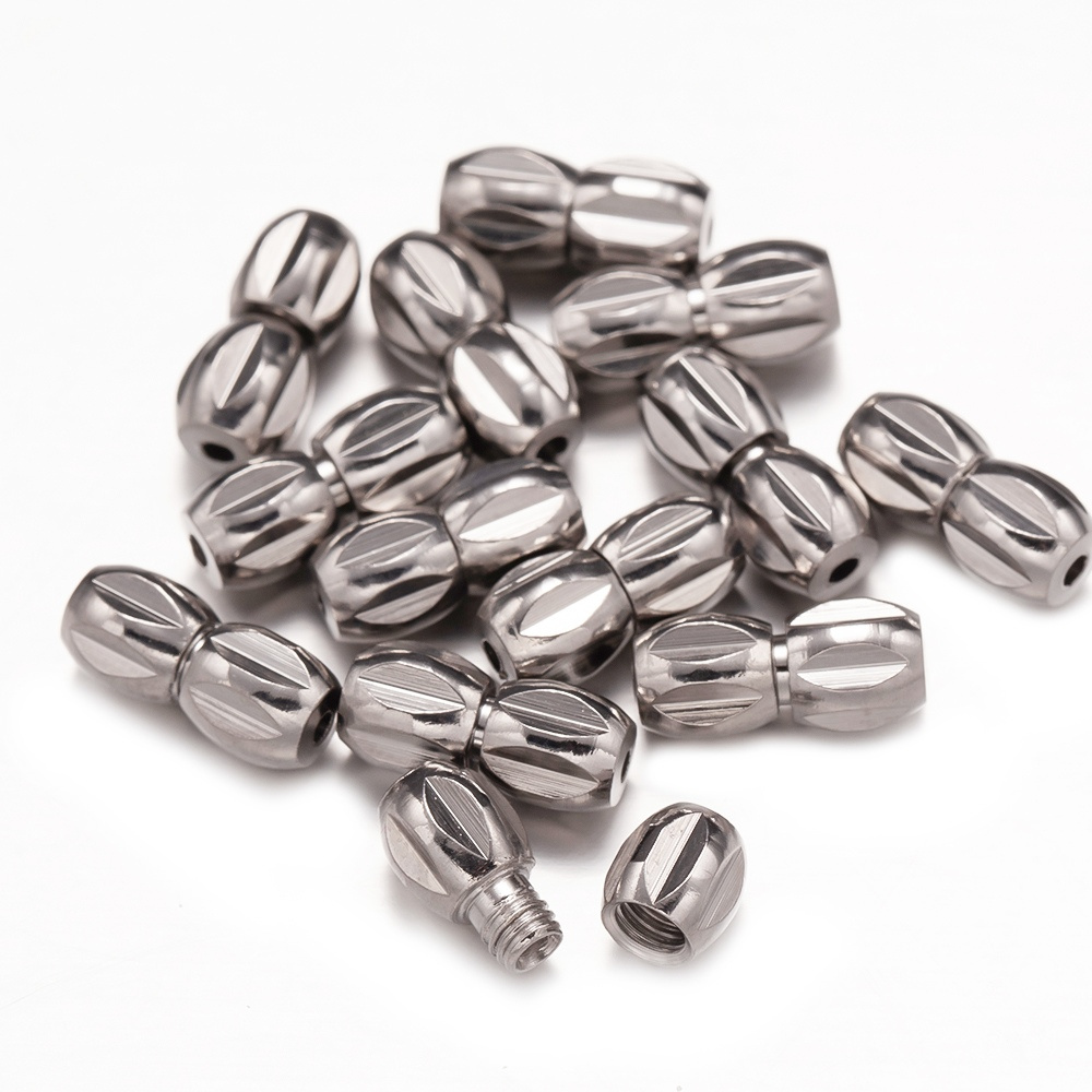 20pcs 12x4mm Brass Screw Clasps Barrel Clasps Cord End Caps Jewelry End Tips Connectors for Bracelet Necklace Making Accessories: Gold