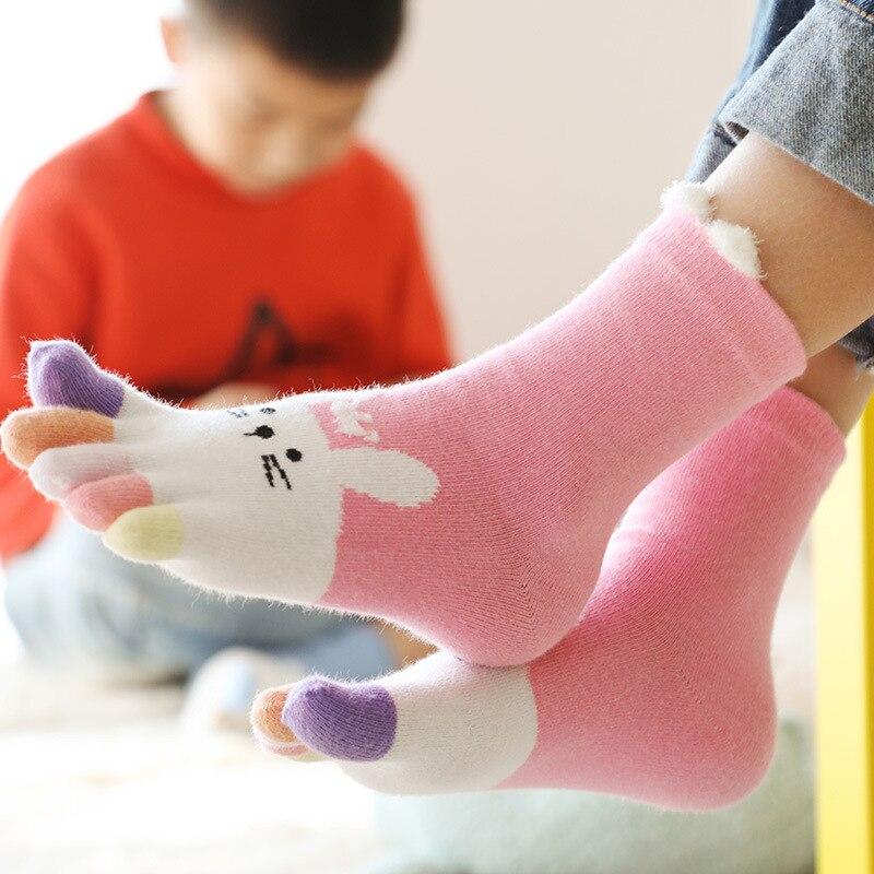 Toddler Baby Kids Girls Boys Cartoon Animal Print Socks Babies Child Animal Five Fingers Sock Hosiery Toe Sock Accessories 7-12T