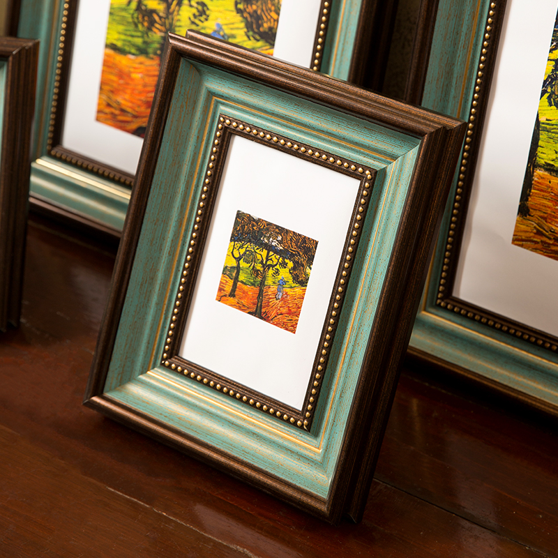 Marcos de fotos antiguos Vintage de 6/7/10 pulgadas, marco de fotos de madera de imitación, mesita de noche, adornos de decoración de escritorio, decoración rústica para el hogar