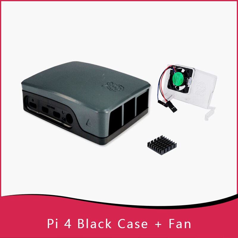 Oficial raspberry pi 4 caso raspberry pi 4 ventilador 15.3w USB-C fonte de alimentação da ue/eua/reino unido plug: PI4 CASE BLK-FAN