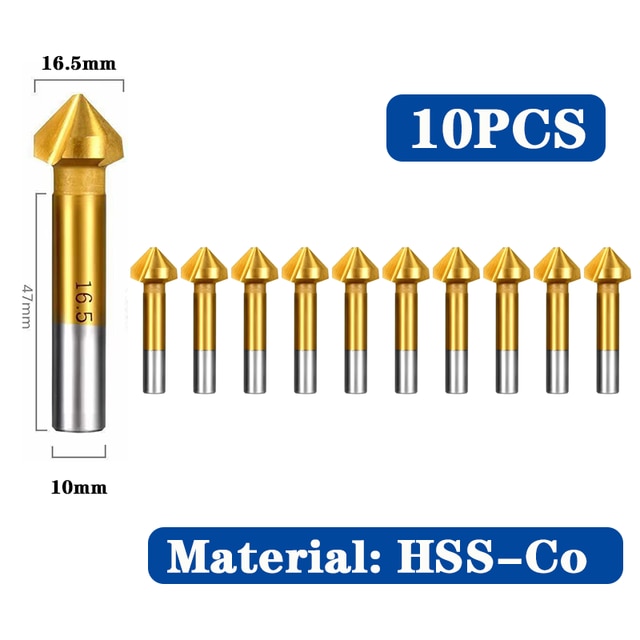 HSS Chamfer Chamfering Cutter End Mill Tool Countersink Drill Bit Set To Wood Stell Chamfer Cutter Power Tool 3 Flute 90 degree